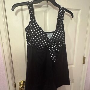 Longitude Black and White Polka Dot One Piece Swimsuit size 20